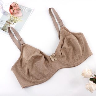 Thin big-breasted, small-sized, side-breast-adjustable bra with bow-knot print bra, three-breasted back full-cup underwear