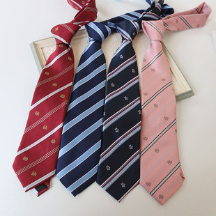 Japanese JK/DK Uniform British Academy Style Stripe Basic Hand Tie Navy Blue Dark Red Couple Tie
