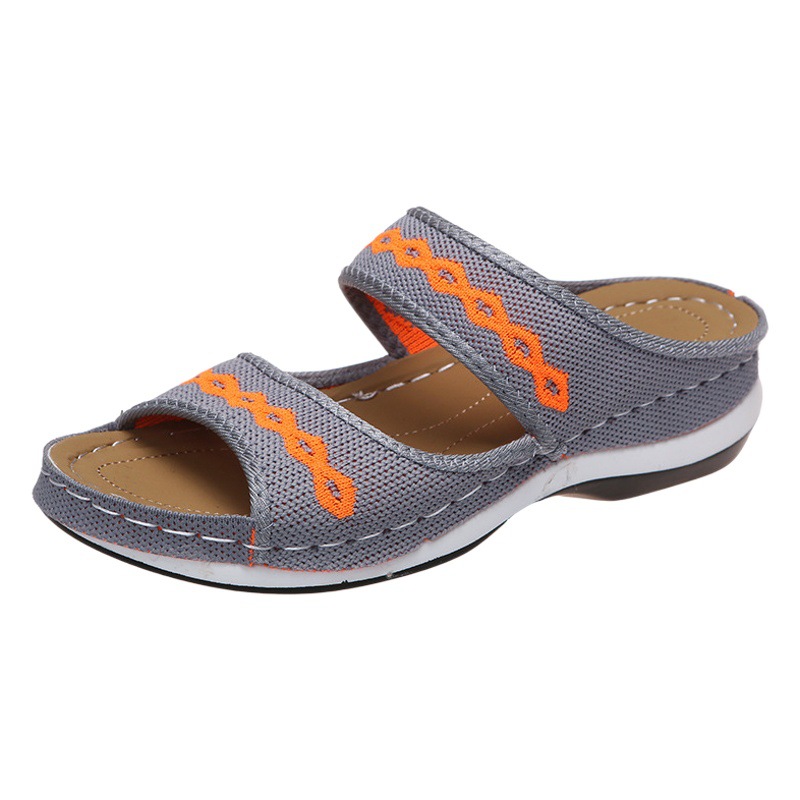 2023 verano moda prendas de vestir exteriores nueva cuña baja volando zapatillas tejidas más tamaño casual ligero transpirable Comercio exterior transfronterizo zapatos de mujer