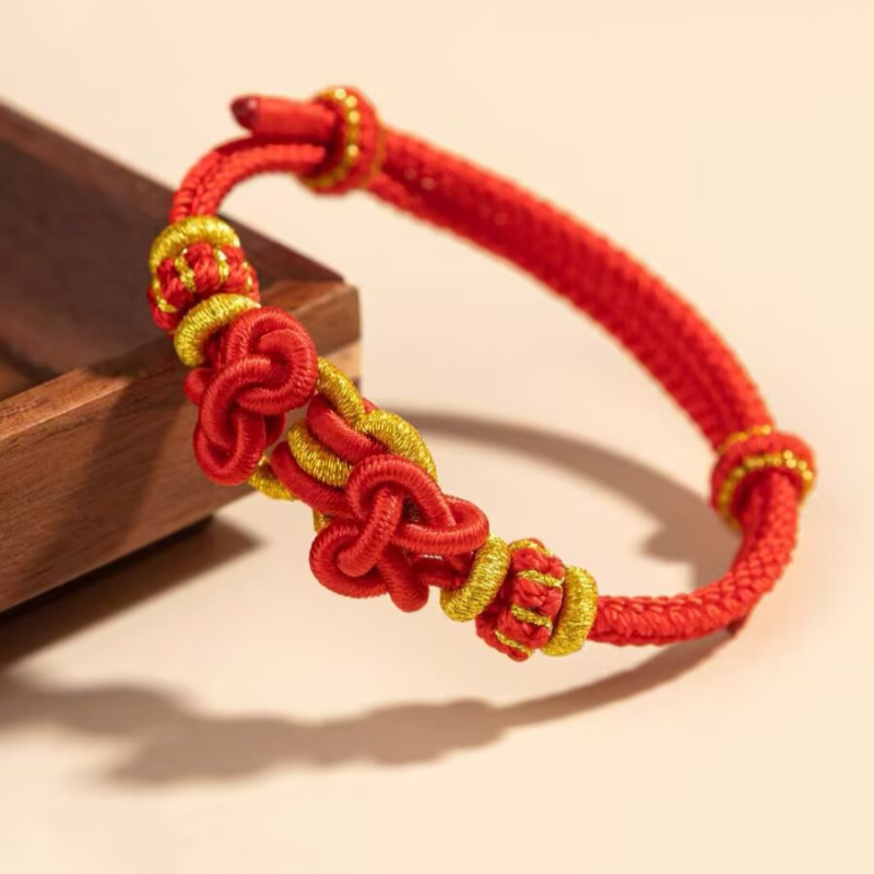 New Saddle Knot Bracelet, Handmade Weaving for Immediate Success, Good Luck Red Rope for New Year, Adjustable Gift for Men and Women