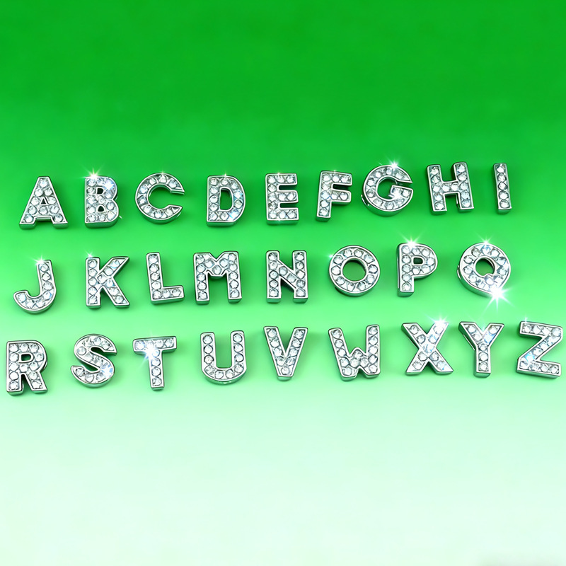8Mm10Mm Alloy Rhinestone English Letters DIY Jewelry Wearable Diamond Perforated Wrist Strap Pet Collar Accessories