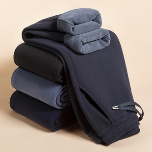 [Lambswool] Winter cold-proof fleece-lined thickened pants men's warm cotton pants casual sports pants men's pants sweatpants