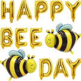 HAPPY BEE DAY金色字母蜜蜂夏日儿童生日派对儿童节派对聚会装饰