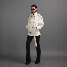 还原正确版本 25春新款立领弧形肩短款低腰廓形短款长袖风衣外套