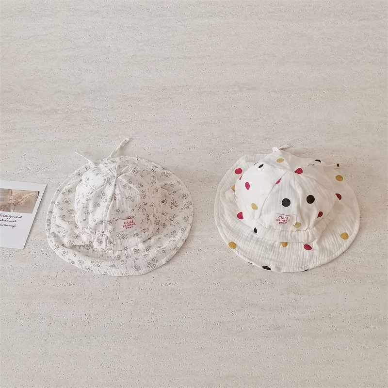 Chapéu de sol para bebé em gaze de algodão com estampado urso_voghion.com