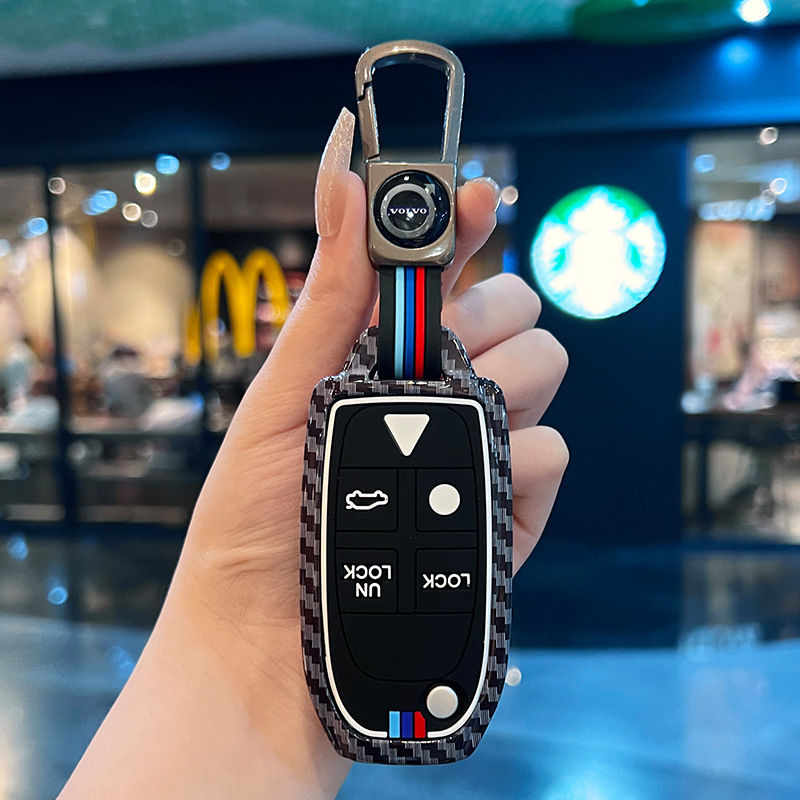 Suitable for Volvo E Model Carbon Fiber Pattern Car Key Case
