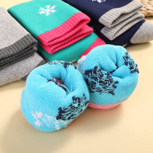Children's ski socks with towel bottoms, thickened sweat-absorbent winter outdoor sports long thermal socks, Amazon cross-border supply