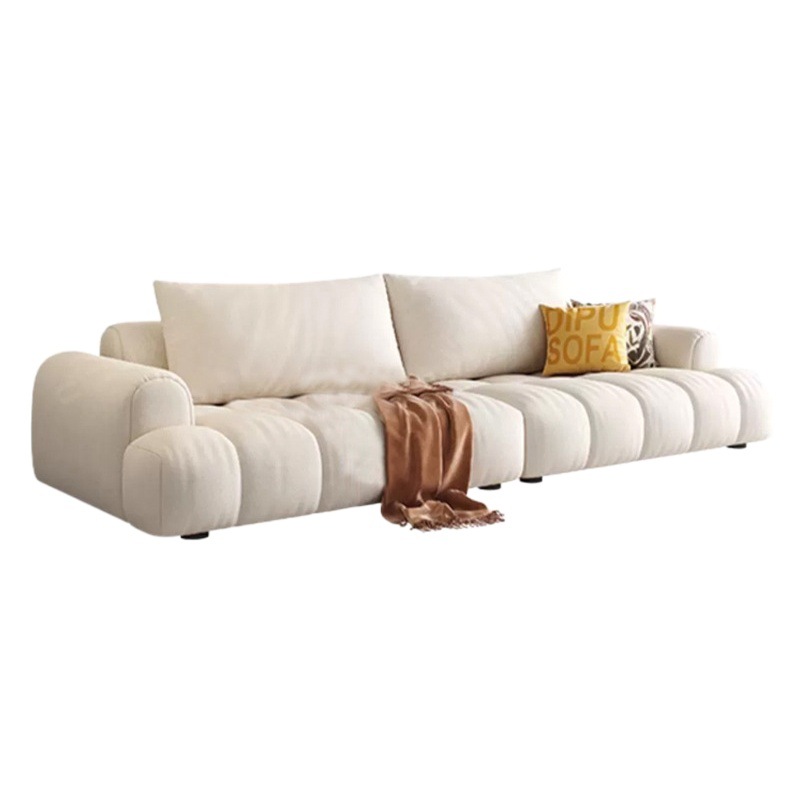 Selección estricta de gato nórdico agarre tela crema viento puff sofá sala de estar línea recta pequeña nube de marshmallow látex minimalista