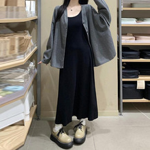 300斤大码垂坠感吊带裙收腰长裙女装秋季胖MM显瘦遮肉裙子套装潮