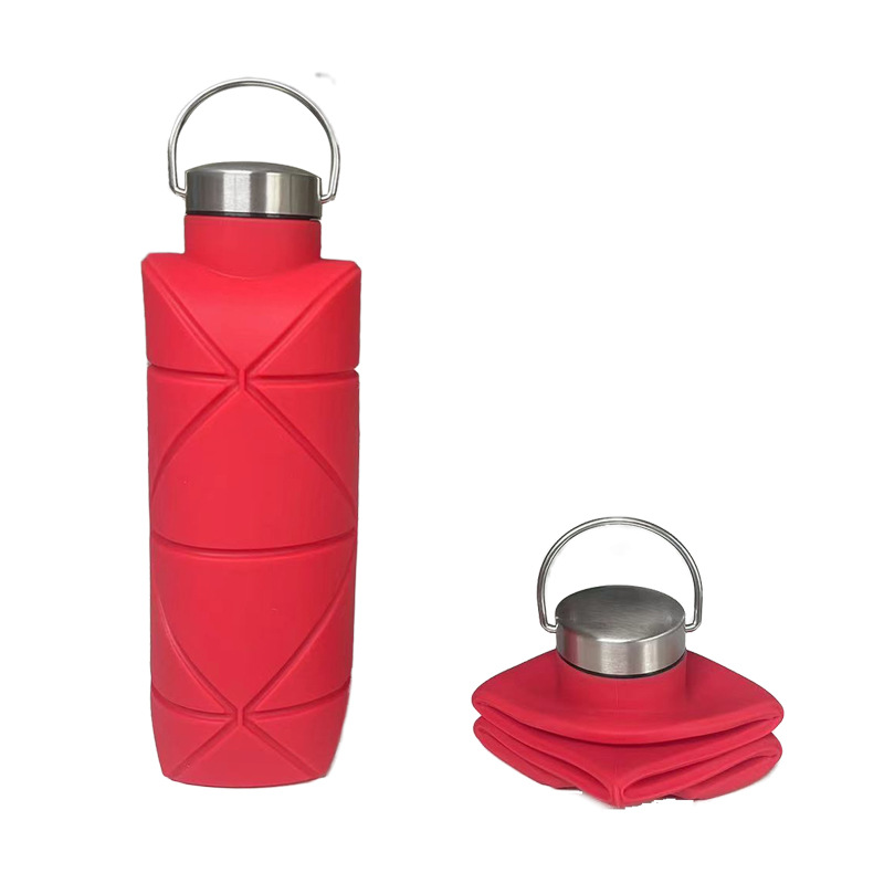Silicona plegable Copa retráctil Copa compresión deportes viaje portátil botella de agua con mango taza de agua al aire libre Nuevo