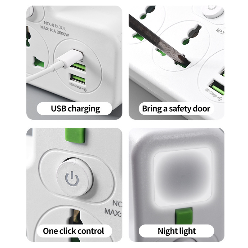 Conector multifuncional con lámpara de noche iluminación de tres posiciones, cuatro posiciones, cinco posiciones, conector de convertidor de puerto USB tipo C