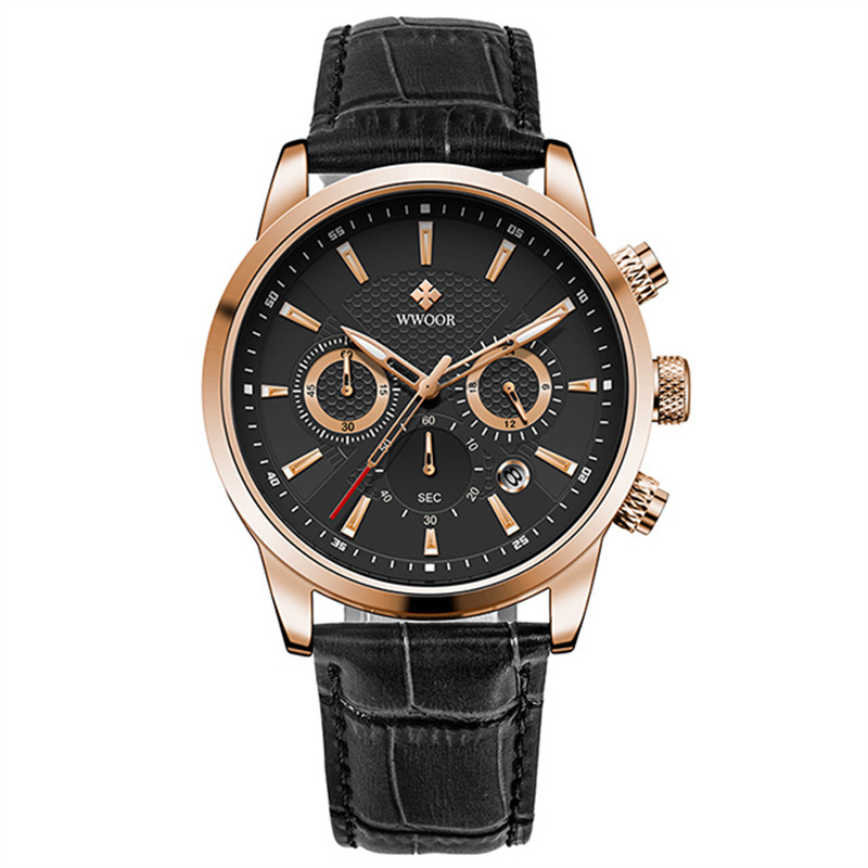 WWOOR/Hold Love 8845 nuevo cinturón Calendario de seis pines movimiento de cuarzo luminoso reloj de hombre multifuncional
