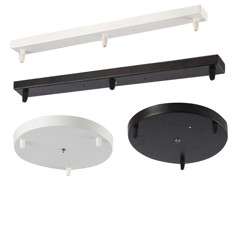 Accesorios de lámparas de techo, lámparas redondas, una tira larga, monocabeza, blanco y negro, tres agujeros porosos, chasis de lámpara de hierro forjado image 5