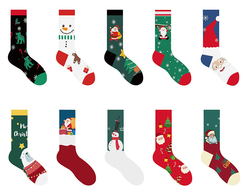 80g Weight Sock Classification Stretchy Elasticity Unisex Fashion Santa Claus Snowman Cotton Jacquard Crew Socks