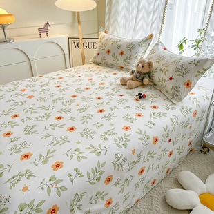 Single Small Fresh Washed Cotton Single Bed Sheets Pastoral Style Brushed Student Dormitory Single Bed Sheets Three-piece Set Wholesale