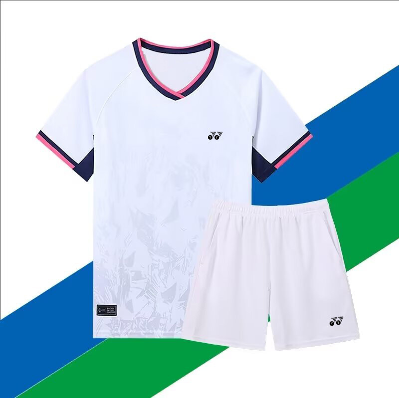 Ice Silk Badminton Clothing Men's Yy Shorts Top Quick-Drying Breathable Women's New Volleyball Running Sports Cultural Shirt Printing