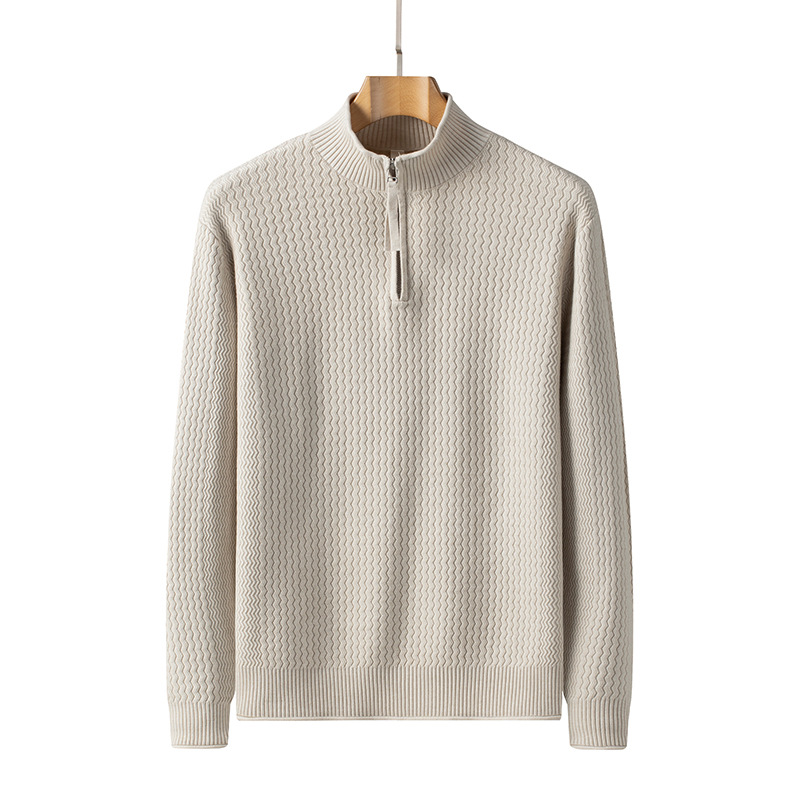 High-end zipper casual jersey invierno delgado suéter de cuello vertical transfronterizo medio cuello alto cardigán hombre chaqueta personalizada
