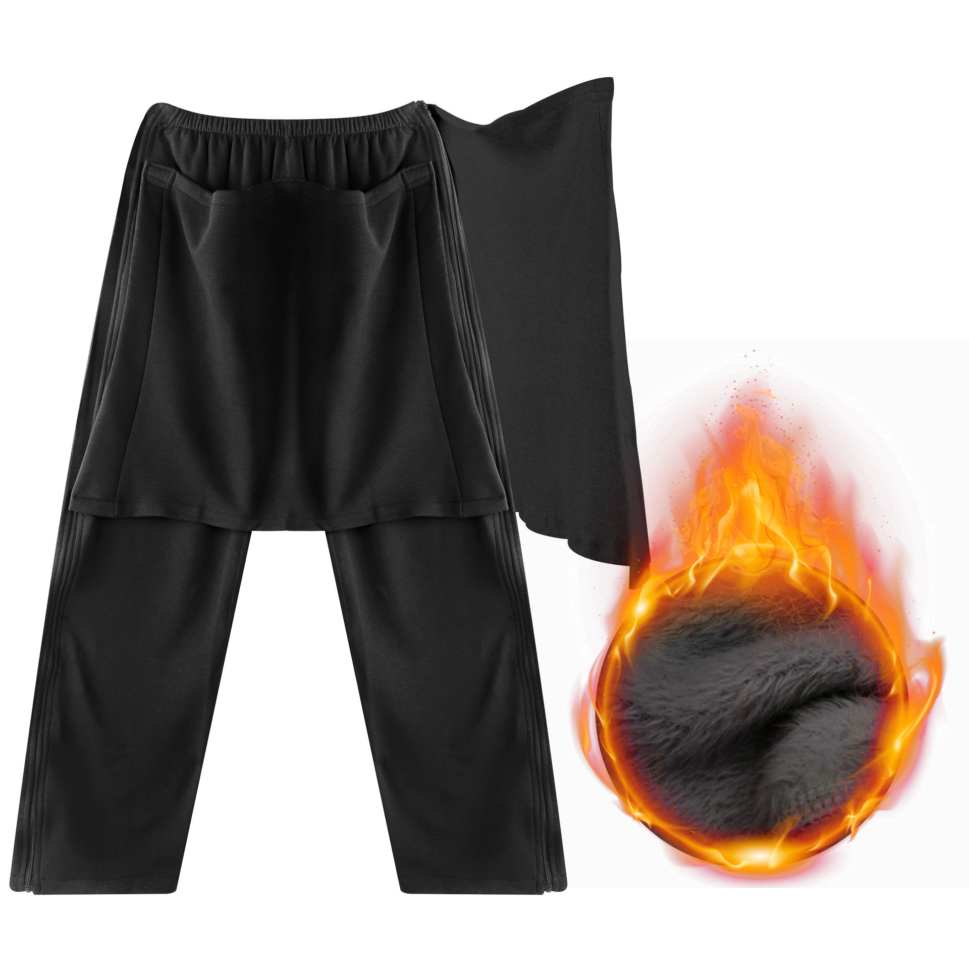 두꺼운 앞면과 뒷면을 덮는 천 양면 지퍼 블랙 벨벳