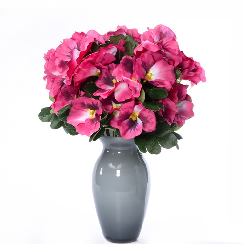 Artificial flowers, five-petaled small bunch, three-color pansies, creative home decor, silk flowers, faux flowers, small decorative pieces, green plants