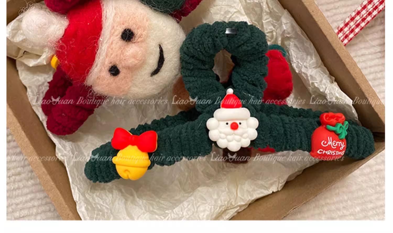 Buon Natale ~ Simpatico copricapo rosso con forcina Autunno e inverno Ragazza Nuovo squalo che stringe la sensazione di alta qualità_voghion.com