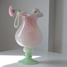 新品法式复古高脚铃兰风灯拼色花瓶手工高级感艺术水养鲜花摆件