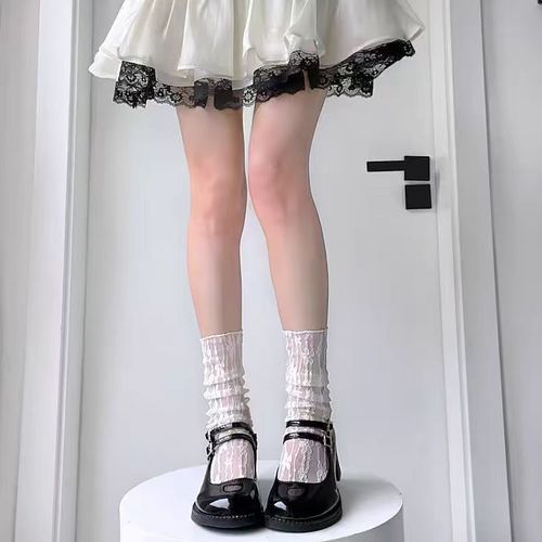 Lace flower mesh breathable women's children's fresh style mid-calf socks net eye Japanese JK sweet piled socks
