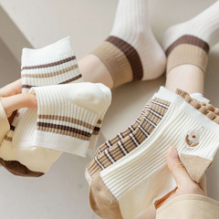 Children's Short Tube Pure Cotton Spring and Summer Japanese Style Bear Embroidery Versatile Low Top Ins Trendy Girl Socks Manufacturer Wholesale