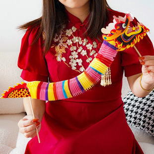 Little Red Riding Book Same Wedding Paper-cut Dragon Dance Photo Props Internet-famous Color Little Dragon Morning Robe Wedding Props Bridesmaid Group