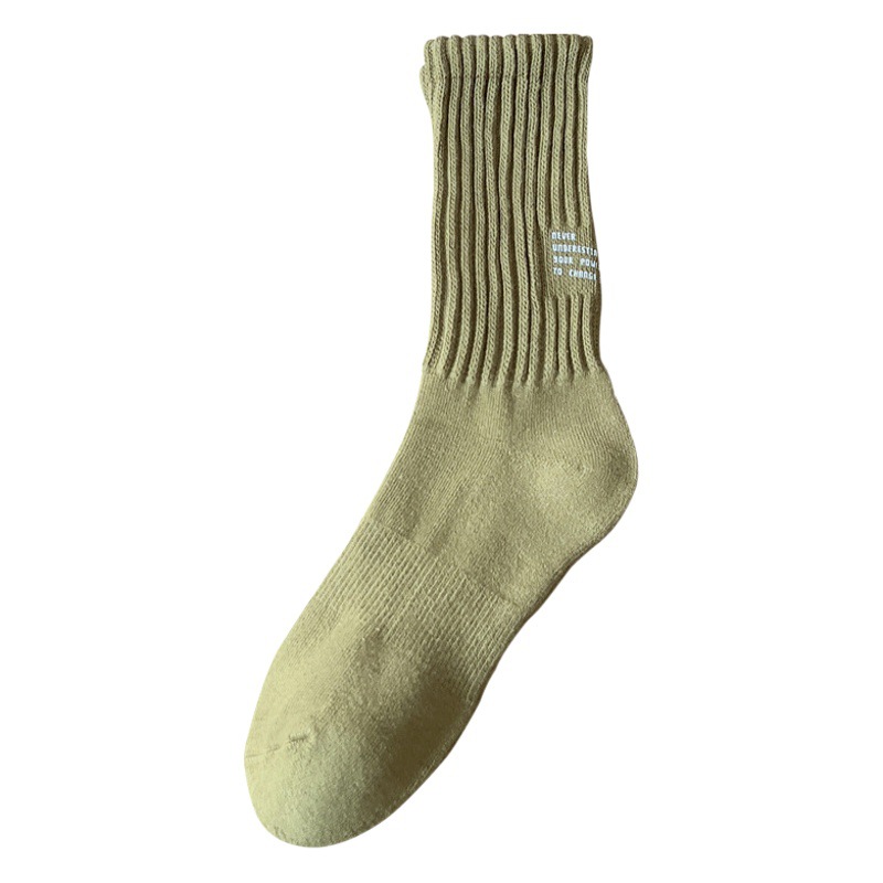 YX otoño e invierno 80g calcetines de media pantorrilla engrosados calcetines de toalla línea gruesa calcetines de algodón de color sólido para hombres cálidos zhuji calcetines largos