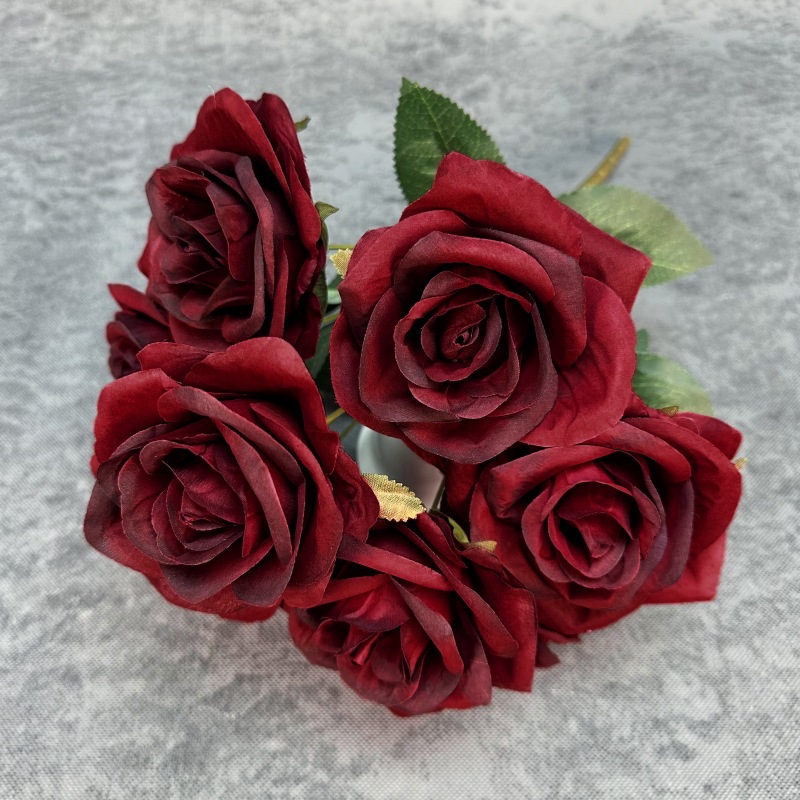 Simulación de 9 grandes ramos de rosas boda decoración del hogar decoración flor de seda transfronteriza hecha a mano adornos de flores falsas al por mayor