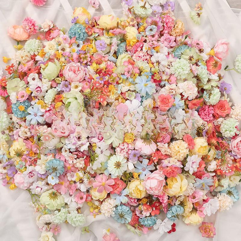 Simulación de flores pequeñas paquetes de materiales mezclados flor de seda guirlanda material hecho a mano guirlanda