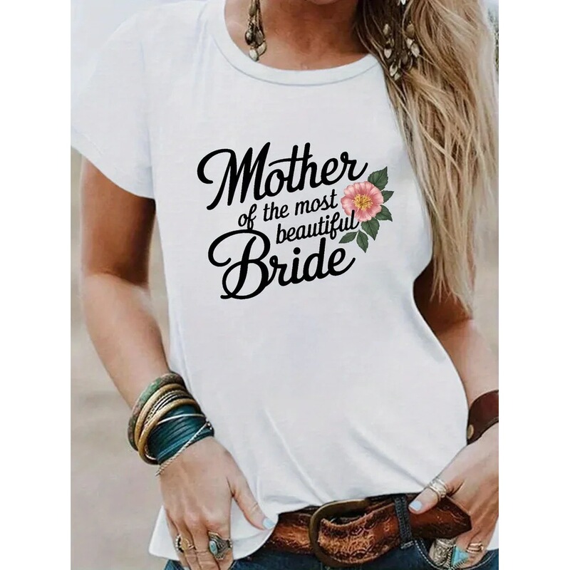 【Cross-Border European Size】Beautiful Bride's Mother Printed T-Shirt, Casual and Comfortable, Fitted Short-Sleeve Round-Neck T-Shirt for Spring and Summer 【Cross-Border European Size】Beautiful Bride's Mother Printed T-Shirt, Casual and Comfortable, Fitted Short-Sleeve Round-Neck T-Shirt for Spring and Summer