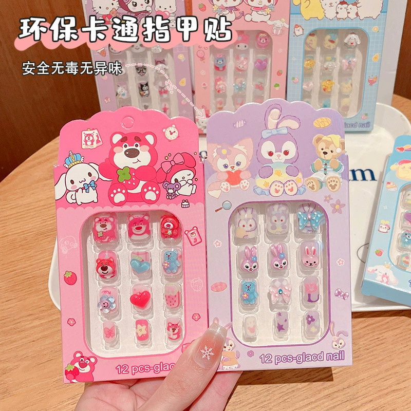 Sanrio детские наклейки на ногти наклейки для ногтей алмаз с бантиком