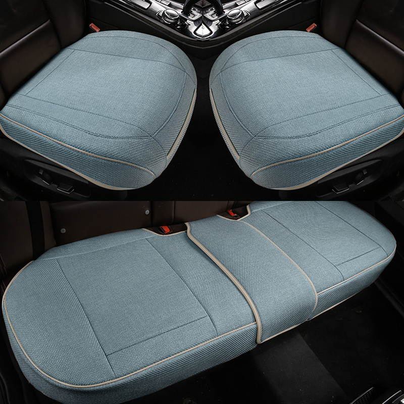 New Full-Coverage Linen Car Seat Cushion for Single Front Seat, Breathable and Suitable for All Seasons, Cross-Border Purchase with Labeling