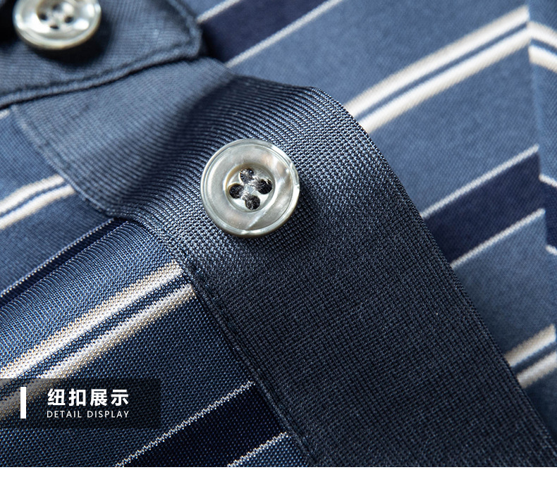 Áo polo nam cổ bẻ tay ngắn 100% lụa tơ tằm cao cấp — Màu xanh 23029 chi tiết 15