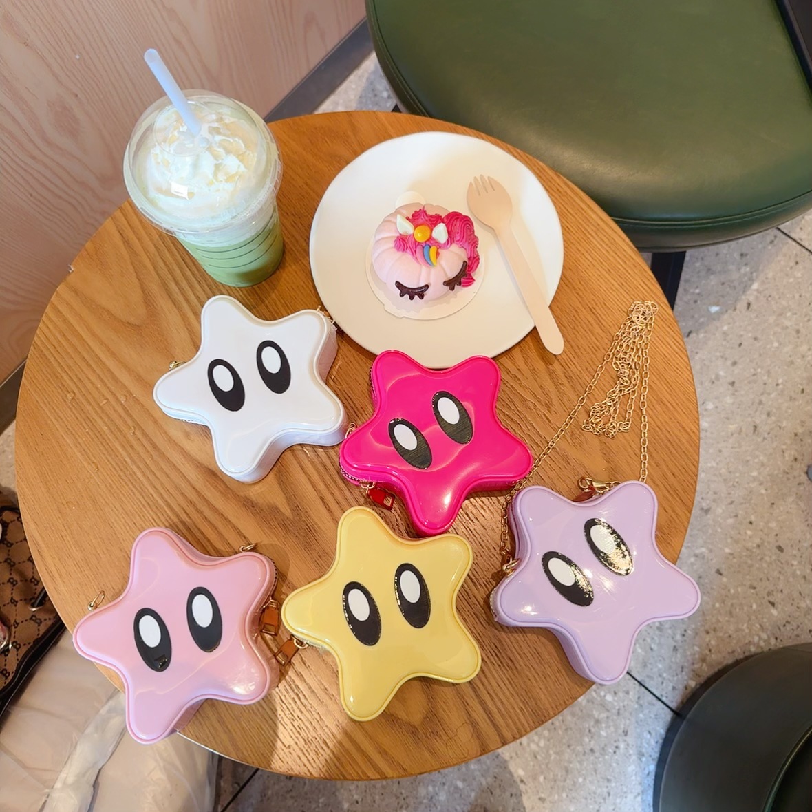 The 2025 new star bag, cute cartoon Guka bag, girls' crossbody bag, fashionable chain bag and girls' pvc bag Specification drawing