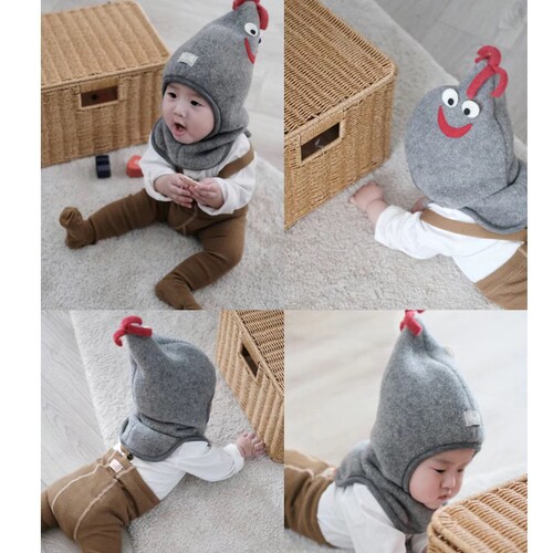 Autumn South Children's Hat and Scarf Combo Winter 2024 Baby Warmth Baby Ear Protection Boys Rooster Hat Wholesale