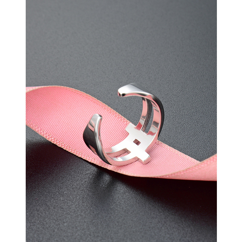 Anillo de dedo índice de anillo de plata s925 de las mujeres geométricas estilo japonés y coreano estilo simple estilo Chanel goteo de aceite anillo abierto al por mayor