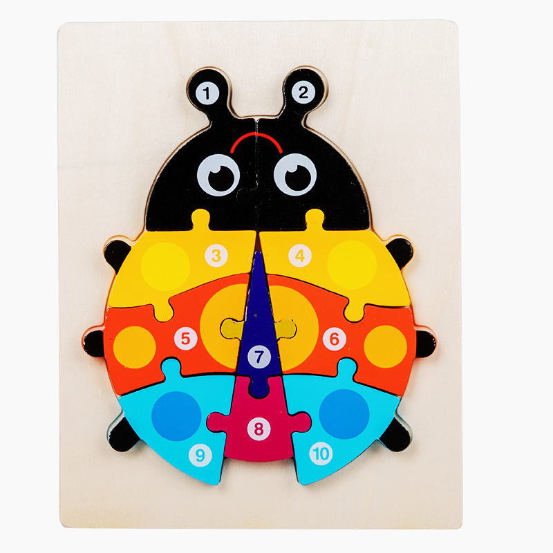 Cruz-frontera niños de madera hebilla animal rompecabezas digital tridimensional 26-Carta rompecabezas educación temprana juguetes educativos al por mayor