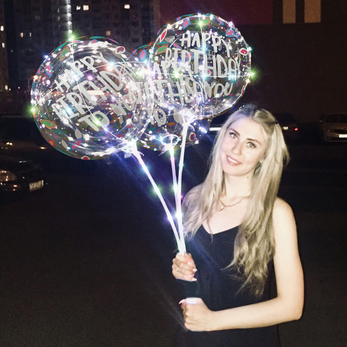 Red de red transparente estampado luminoso de 20 pulgadas bola de onda mercado nocturno puesto callejero globo decoración de cumpleaños accesorios