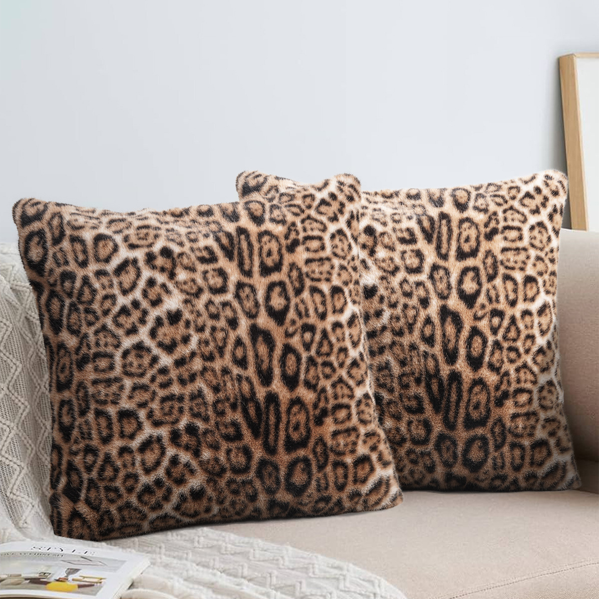 European and American Sexy Brown Leopard Print Pillowcase Retro High-End Living Room Sofa Cushion Backrest Bed Cushion