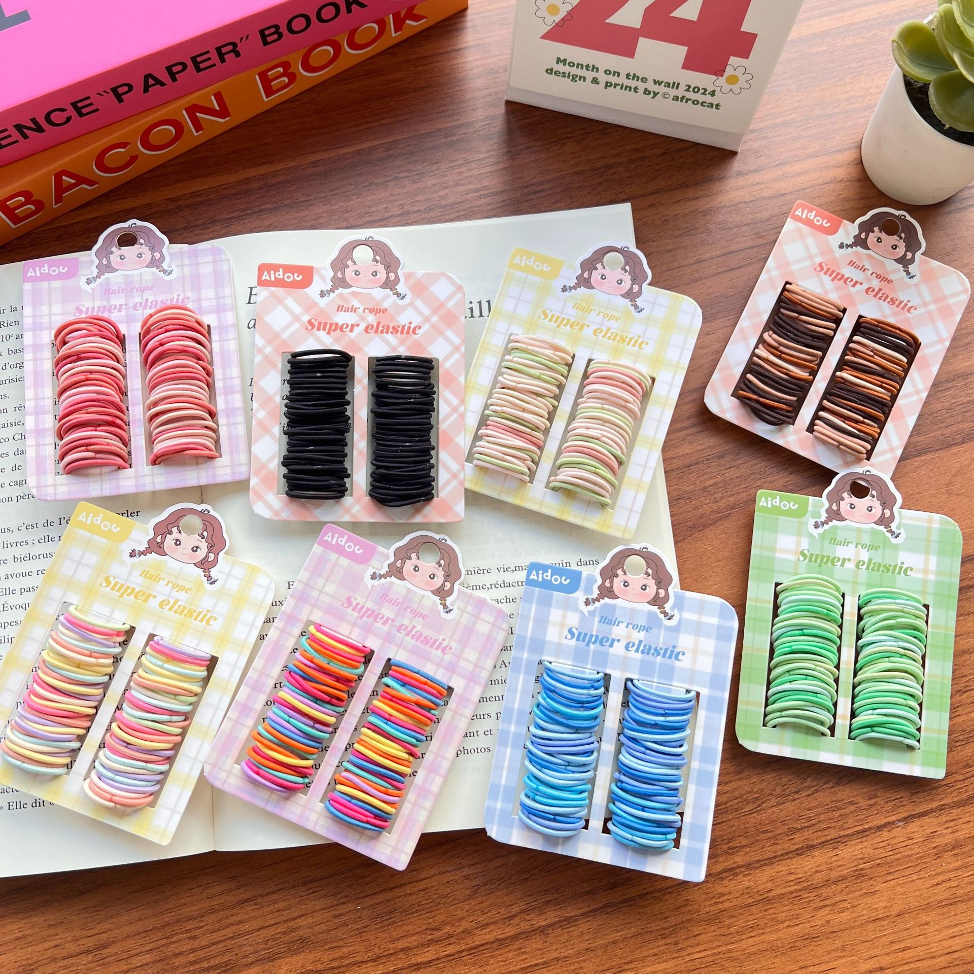 兒童皮筋彩色基礎發圈寶寶扎啾啾頭繩女童高彈力不傷發拇指圈發繩