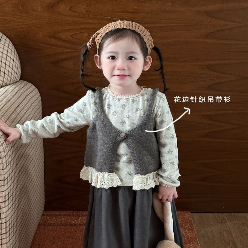 2025童装女童马甲套装秋季新款洋气韩版时髦儿童娃娃衫三件套|undefined