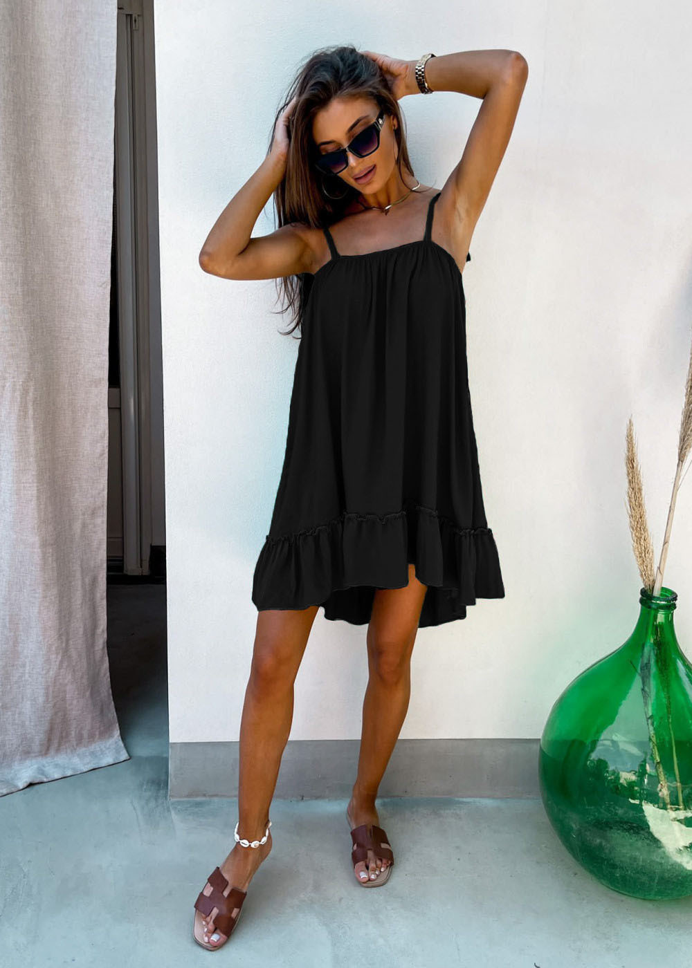 Summer Season Wholesale Women's Simple Style Solid Color Daily Strap Sleeveless Regular Dress