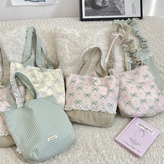 5311優しい風レース斜めショルダーバッグ春夏通勤両面ショルダーバッグ女性ショッピングキャンバス手提げ弁当バッグ