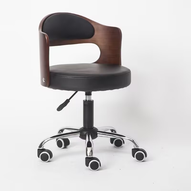 Solid wood bar chair, modern minimalist backrest chair, cashier counter chair with wheels, adjustable height chair, high stool, home makeup chair