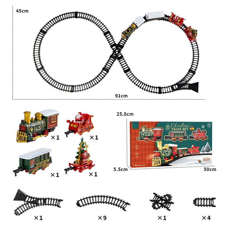Navidad transfronteriza tren eléctrico simulación de luces y efectos de sonido modelo de tren clásico regalos juguetes de rieles de tren image 7