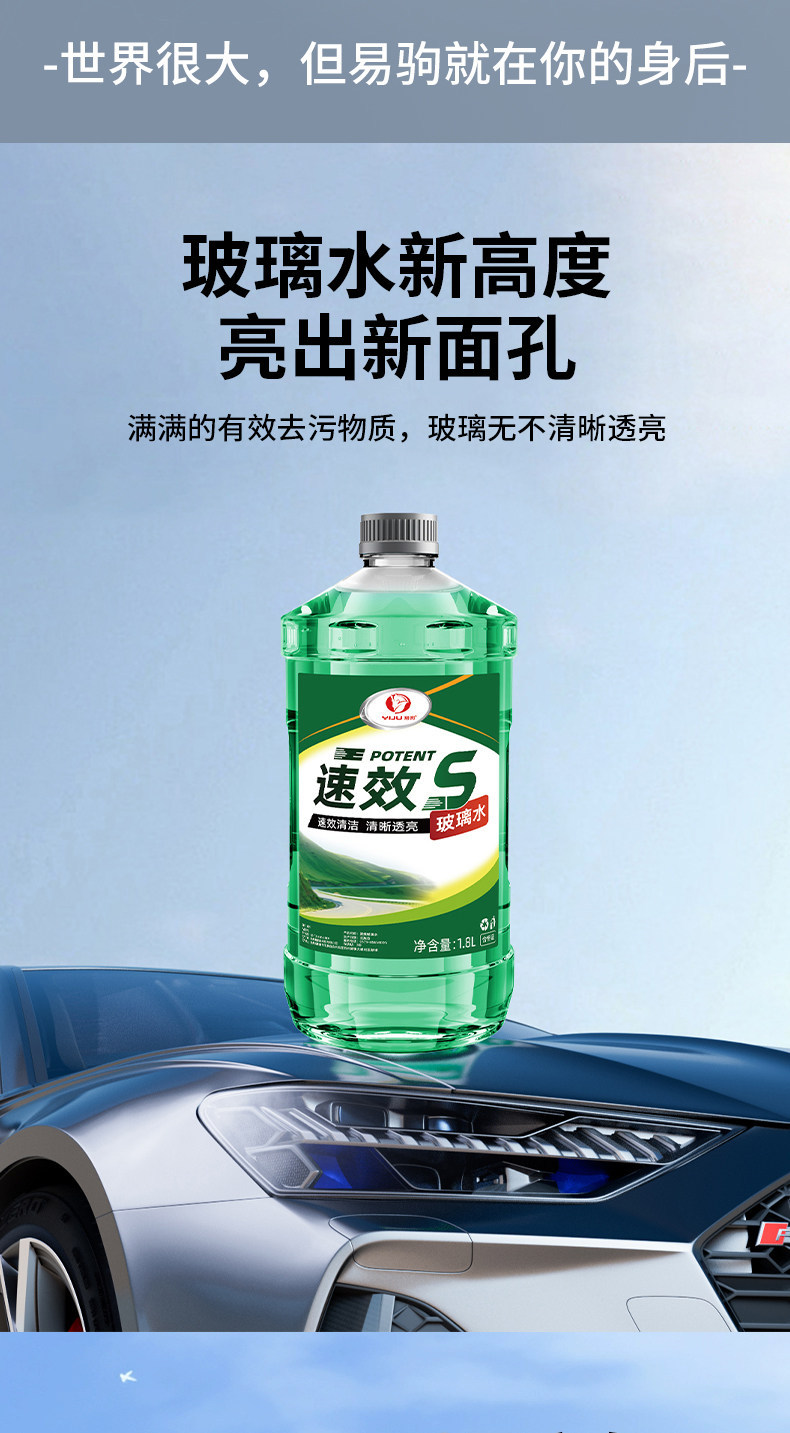 Powerful Stain Remover and Oil Film Remover for Car Glass, Insect Glue Residue Remover, Ethanol Concentrate, All-Season Windshield Wiper Fluid