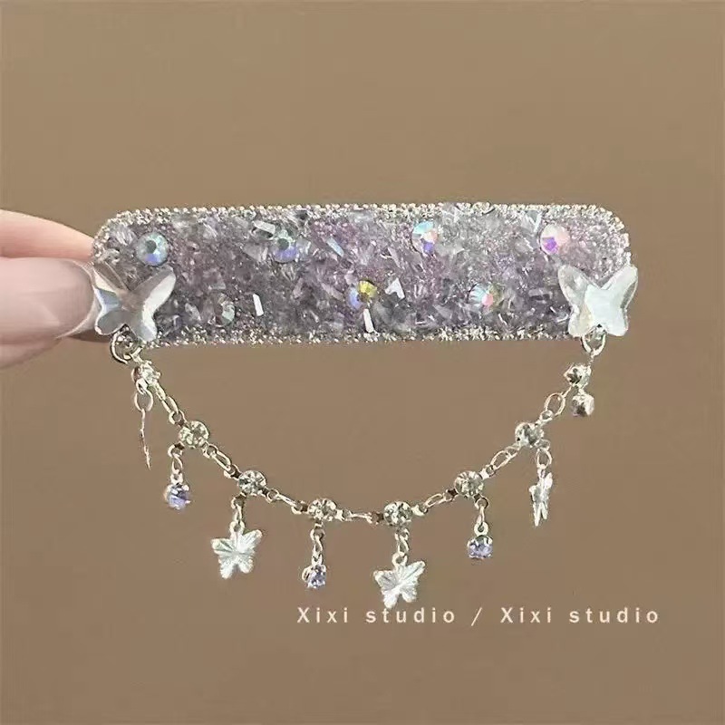 璀璨星河~黑曜石闪钻名族风铃铛流苏发夹女感甜美前额侧边夹包邮|undefined