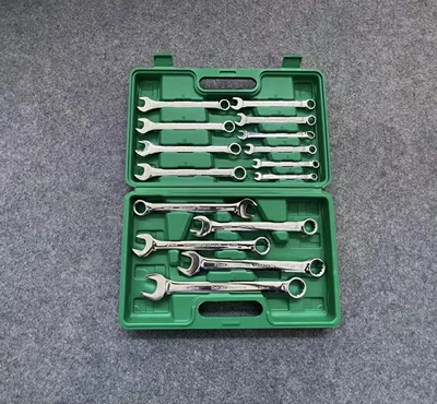 Wrench Tools Wholesale Mühərrik tənzimləmə alətləri - mirror-dual-purpose-wrench-15-piece-set-green-box